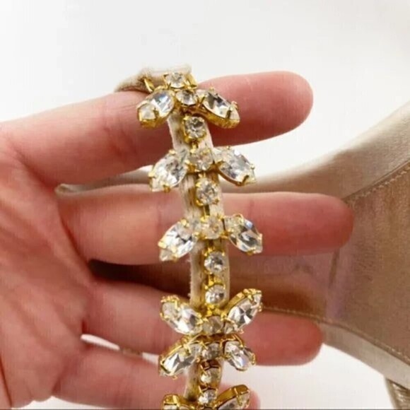 L'Autre Chose Cream Rhinestone Embellished Heel Evening Sandals Size 8 - Picture 10 of 15